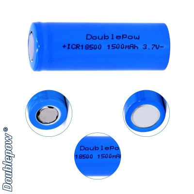 Picture of Doublepow ICR 18500 3.7V 1500mAh Li-ion Rechargeable Battery (Point Top) - 1 Pieces (Charger not included)