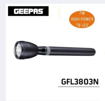 Picture of GEEPAS Original GFL3803N Rechargeable LED Flashlight (Torch Light Body Color : Grey), Portable & Lightweight | 2×18650 3.7V 5000mAh Li-ion Rechargeable Battery | 4hrs* Working | Ideal for Indoor & Outdoor Activities | Powerful Torch - 1 Piece