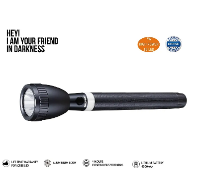 Picture of GEEPAS Original GFL3803N Rechargeable LED Flashlight (Torch Light Body Color : Grey), Portable & Lightweight | 2×18650 3.7V 5000mAh Li-ion Rechargeable Battery | 4hrs* Working | Ideal for Indoor & Outdoor Activities | Powerful Torch - 1 Piece