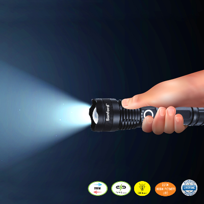 Picture of Sunford SF-454Z Telescopic Zoomable 20W High Powered Zoom Torch / Flash Light - 1 Piece