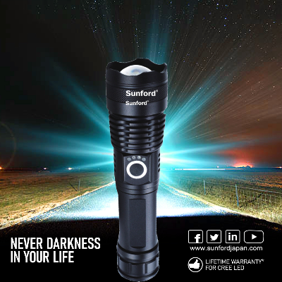 Picture of Sunford SF-454Z Telescopic Zoomable 20W High Powered Zoom Torch / Flash Light - 1 Piece