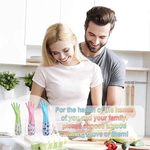 Picture of High Quality Silicone Hand Gloves With Foam Durable for Dishwashing and Household Cleaning - Waterproof, Long Cuff, Flock Lining, Non-Slip Thermal Grip