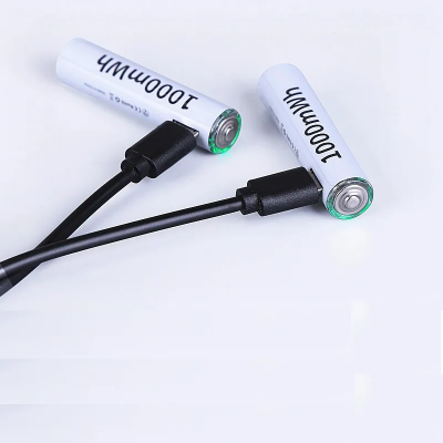 Picture of Doublepow AAA Size 1.5V 1000mWh High Capacity Li-ion Fast Charge Rechargeable Battery with Built-in Micro USB Charging Port & LED Indicator - Convenient Micro USB Charging for Long-Lasting Power, Quick Recharge - 1 Piece