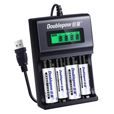 Picture of Doublepow UK95 4-Slots Ni-MH/Ni-Cd Battery Smart Fast Charger with LED Display Facility & 4 Pieces AA Size 1.2V 1300mAh Battery Combo Pack