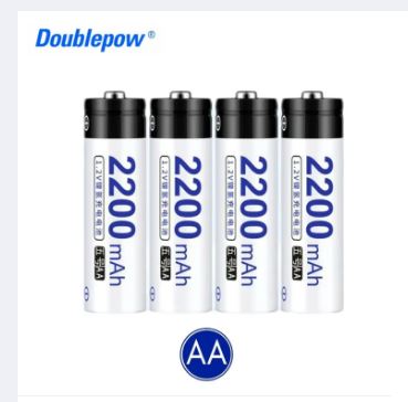 Picture of Doublepow AA Size 1.2V 2200mAh Ni-MH High Performance Rechargeable Battery for Toys, Household DC Electronics Devices - 4 Pieces (Charger not included)