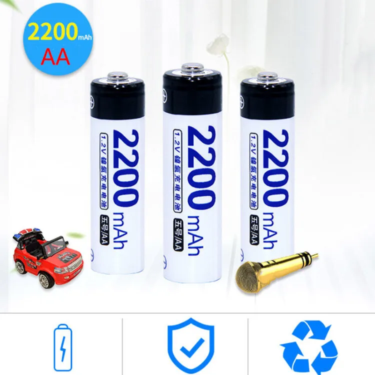 Picture of Doublepow AA Size 1.2V 2200mAh Ni-MH High Performance Rechargeable Battery for Toys, Household DC Electronics Devices - 4 Pieces (Charger not included)