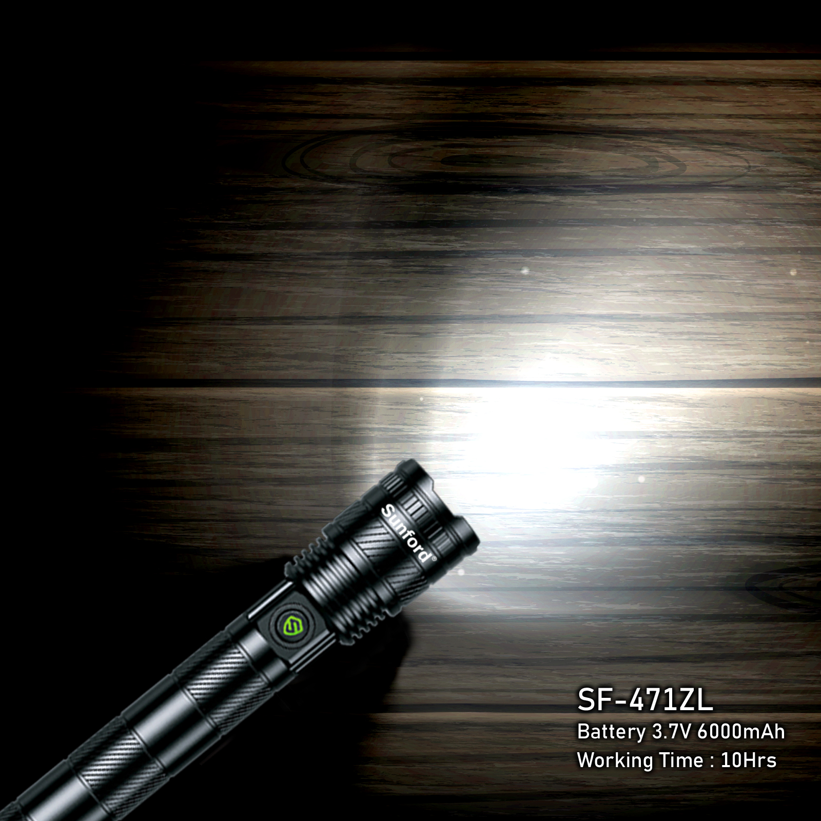 Picture of Sunford SF-471ZL Telescoping Zoomable 20W High Powered White LASER LED Flashlight - 1 Piece