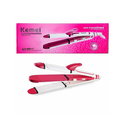Picture of Kemei Km-1291 Professional 3 In 1 Electric Multifunction Ceramic coating Iron Wave Zig Zag Hair Curler and Straighter for women