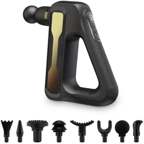Picture of Fascial Gun Deep Tissue Handheld with 32 Speed Levels 8 Massage Heads LCD Display Muscle Massager Quiet Powerful Percussion Fascial Gun for Pain Relief.