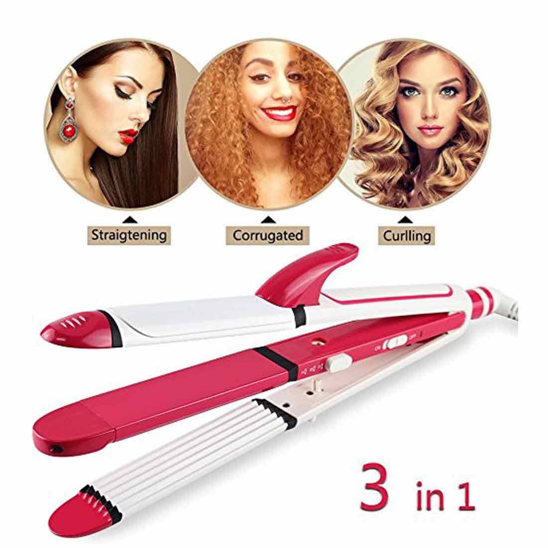 Picture of Kemei KM-1213 Professional Ceramic Coating 3 In 1 Hair Iron Curler Curling Iron Hair Styling