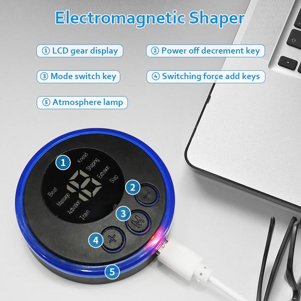 Picture of EMS Mini Massager with 2 Pads ,Muscle Stimulator Full Body Relaxation Machine Rechargeable Device for Legs Back Neck Pain Relief Therapy