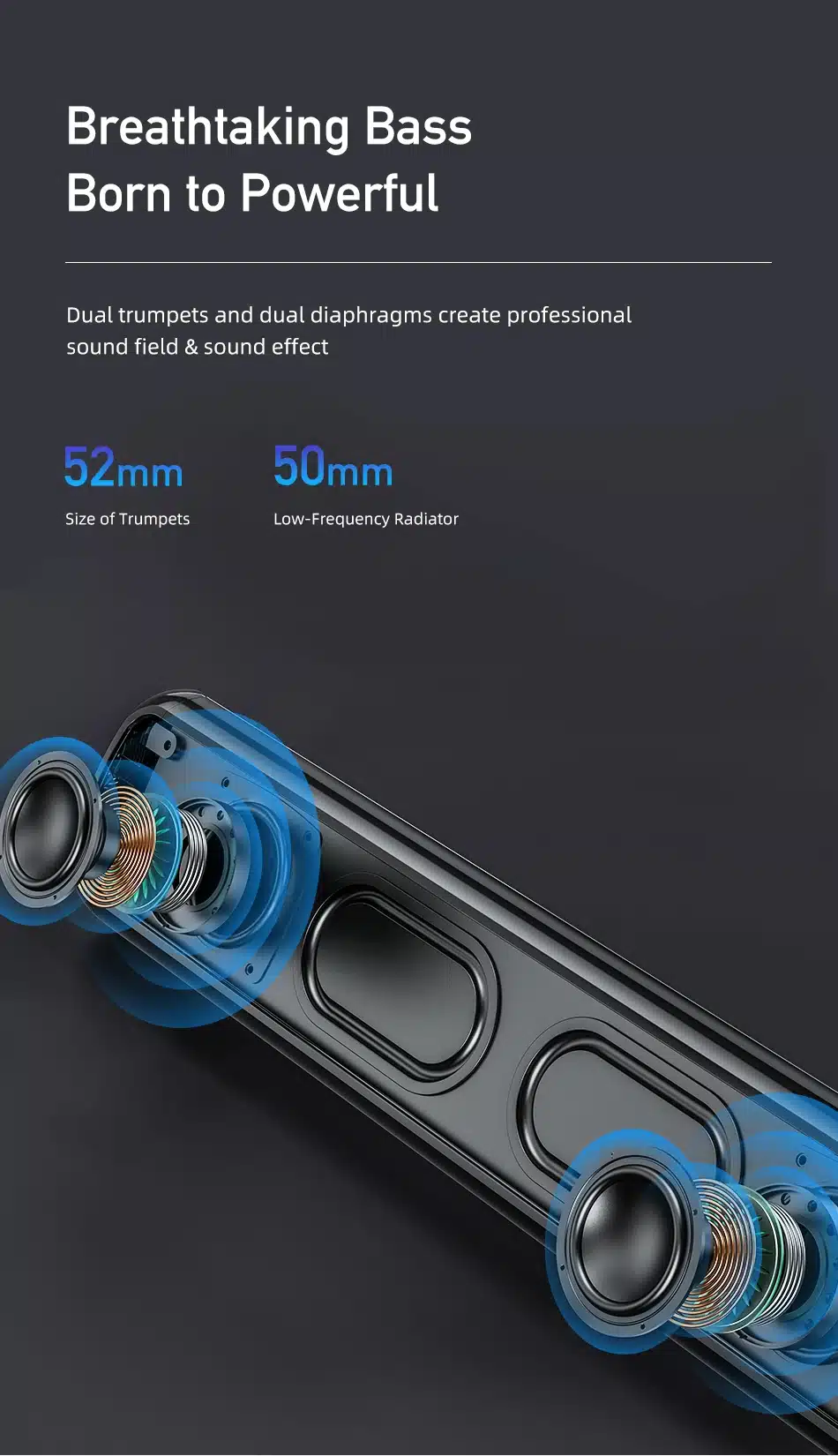 Picture of Awei Y333 Portable Bluetooth Speaker - Heavy Bass Stereo Sound Bar