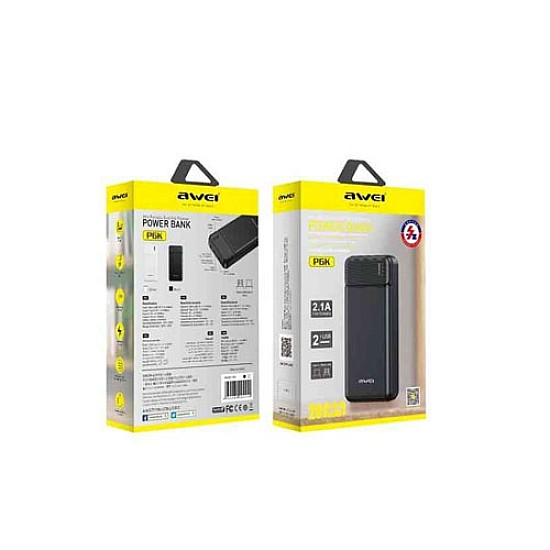 Picture of Awei P6K 20000mAh Dual USB Port Fast Charging Power Bank