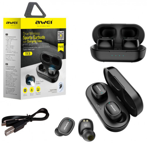 Picture of AWEI T13 Pro Bluetooth Earphones Wireless Waterproof Touch Earbuds Hifi Sound Quality