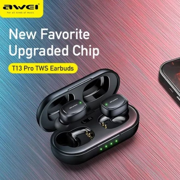 Picture of AWEI T13 Pro Bluetooth Earphones Wireless Waterproof Touch Earbuds Hifi Sound Quality