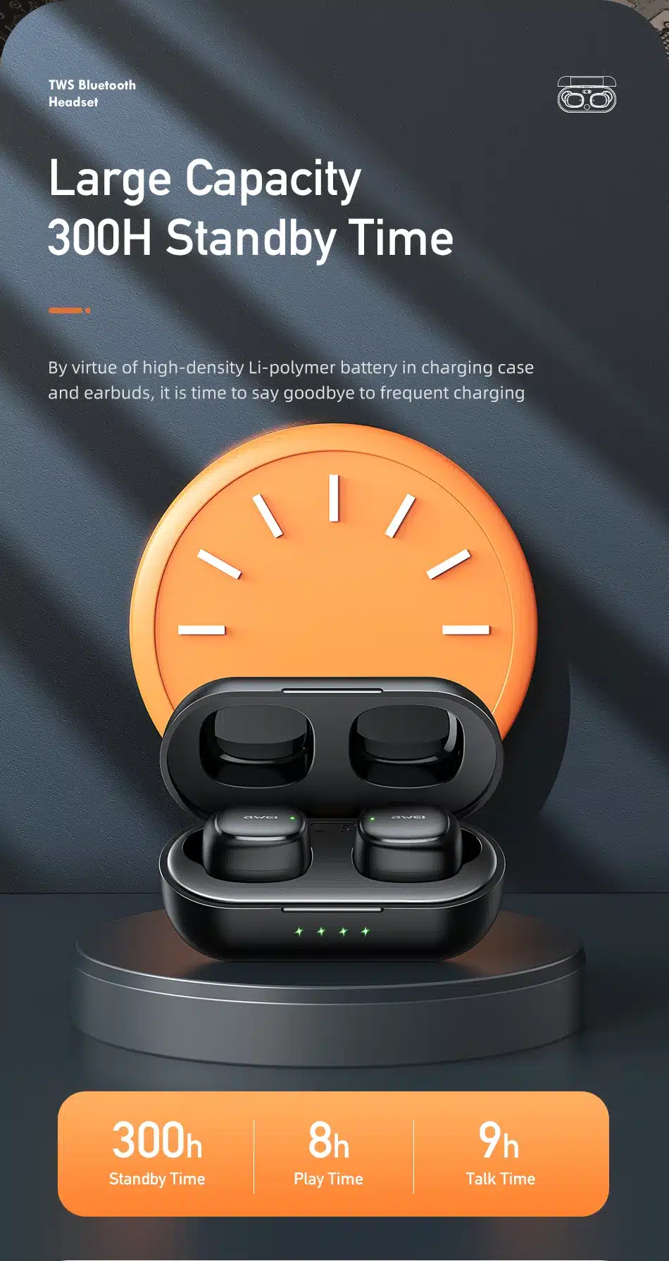 Picture of AWEI T13 Pro Bluetooth Earphones Wireless Waterproof Touch Earbuds Hifi Sound Quality