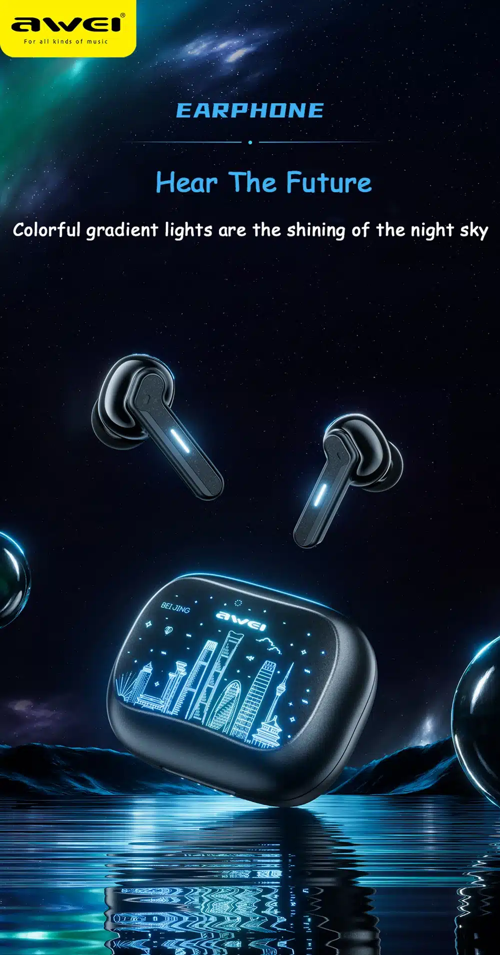 Picture of Awei T53 ANC TWS In-Ear HiFi Music Bluetooth 5.3 Wireless Headphones