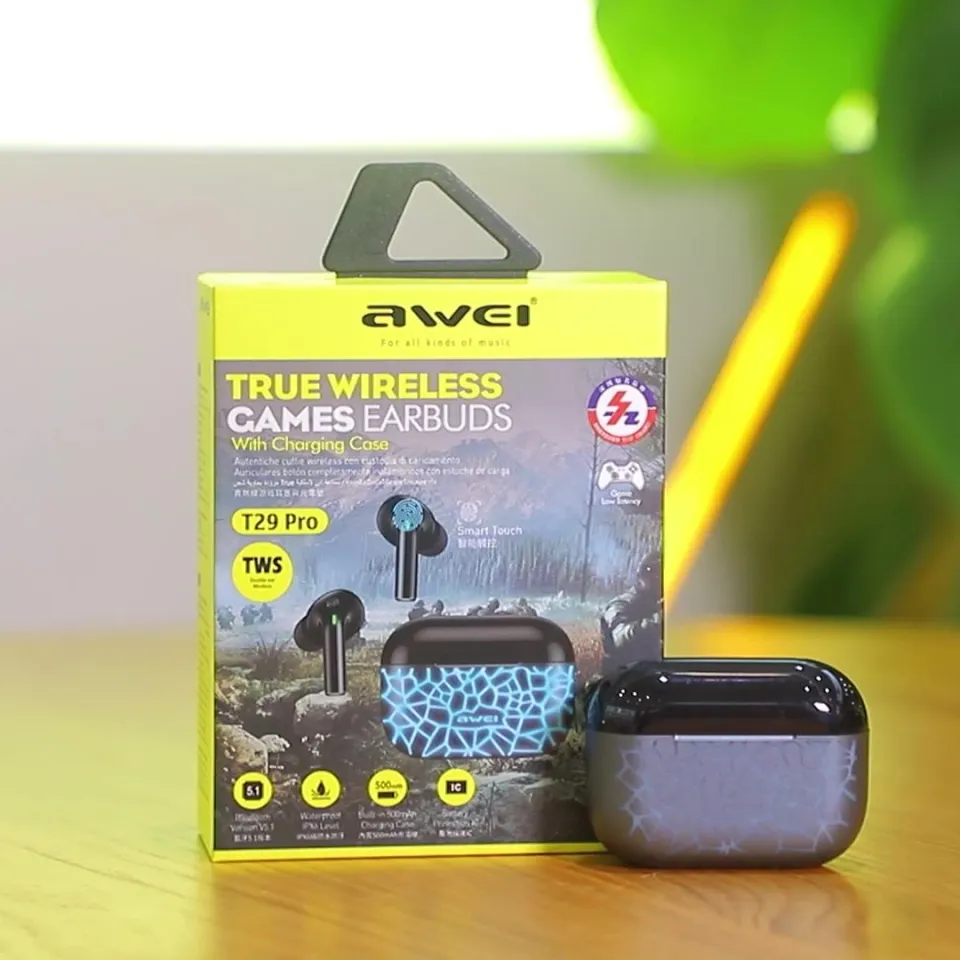Picture of Awei T29 Pro True Wireless Games Earbuds With Dynamic Color Changing Charging Case