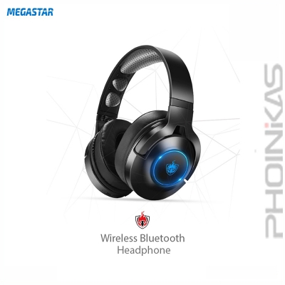 Picture of PHOINIKAS Q9 Wireless Bluetooth Gaming Headset/Headphone Detachable Noise Cancelling Microphone, Blue LED Light Black