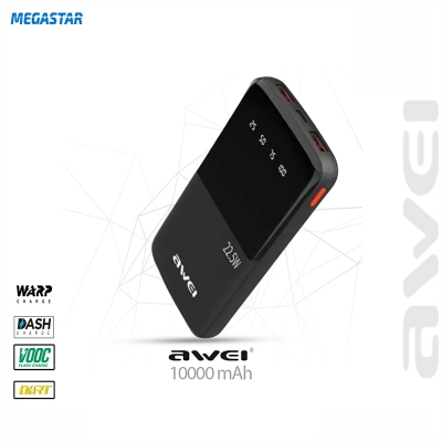 Picture of Awei 10000mAh 22.5W Fast Charge Power Bank (P10K) Black