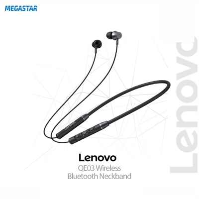 Picture of Lenovo QE03 Wireless Neckband Bluetooth Earphones Black