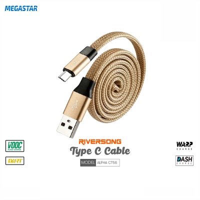 Picture of Riversong Alpha Fast Charging Nylon Braided Type C Cable (Model CT56) Gold