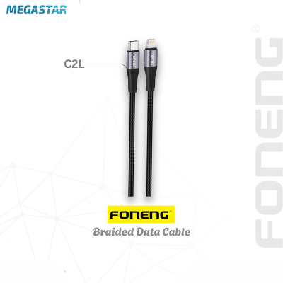 Picture of Foneng Metal Head Nylon Braided Fast Charging Lightning Cable (C2L) Black