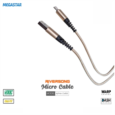 Picture of Riversong Alpha Fast Charging Nylon Braided Micro Cable (Model CM56) Gold