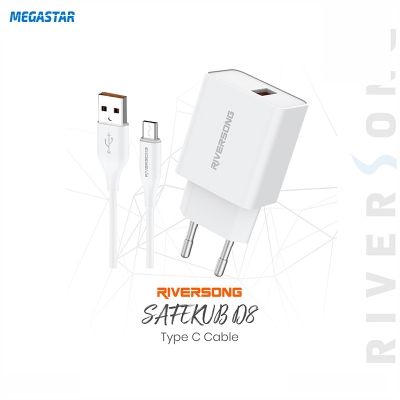 Picture of Riversong Fast Charger Model (Safekub D8) With Type C Cable White