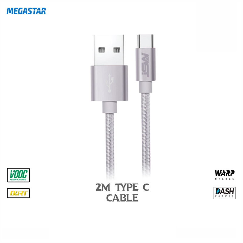 Picture of MEGASTAR Exclusive Type C USB Cable 2 Meter Multicolor