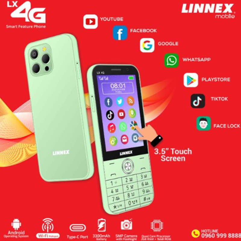 Picture of Linnex LX 4G Smart Android Feature Phone ,playstore,WiFi,WhatsApp,youtube supported - Green