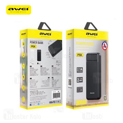 Picture of Awei P6K 20000mAh Fast Charging Dual USB Port Powerbank Micro USB and Type C Input Power Bank Black