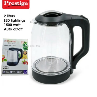 Picture of Prestige Crystal Glass Electric Kettle 2.0 Litre With Led Lights, Heat Resistant with On/Off Switch 1500 Watt