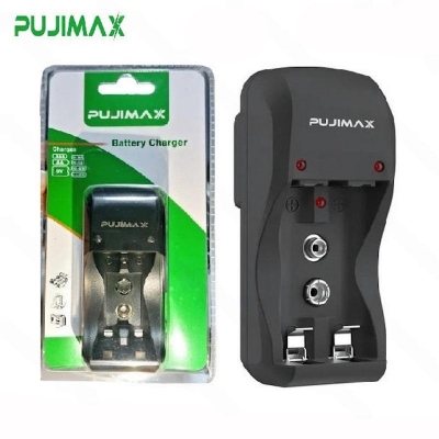 Picture of PUJIMAX 2 Slots AAA AA Battery Charger EU US BIS UK SAA Plug 1.2V Nimh Nicd Batteries Charger Rechargeable 9V Battery Charger