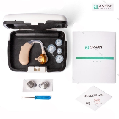 Picture of Axon E-1030 BTE system Cordless Hearing Aid Adjustable Sound Amplifier with storage Box
