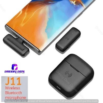 Picture of J11 Wireless Lavalier Microphone with Charging Case, Lapel Microphone, Clip On Mic for iPhone Android - Microphone- black