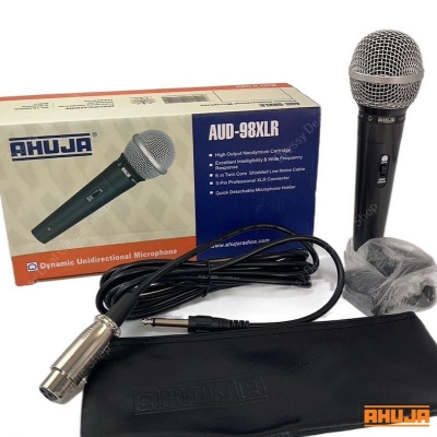 Picture of AHUJA AUD 98XLR Professional Dynamic Unidirectional Microphone 3 Pin Wired Corded Microphone High Output Neodymium Cartridge Excellent Intelligibility