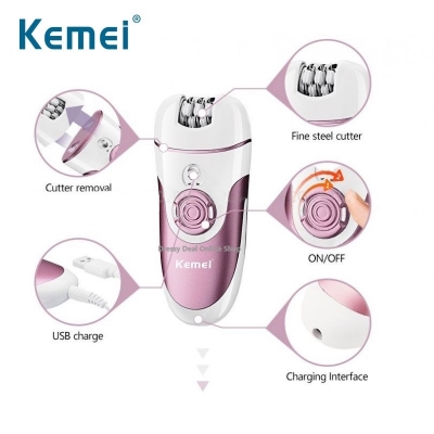 Picture of Kemei Km-1307 Multifunction  4 in 1 lady electric shaver feetcare Manicure and Pedicure with USB charging