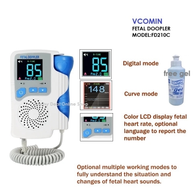 Picture of VCOMIN FD210C Rechargable Fetal Doppler Baby Monitor LCD color Display Portable Baby Heart Rate Monitor
