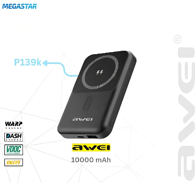 Picture of Awei P139K 10000mAh 22.5W Magnetic Wireless Power Bank Black