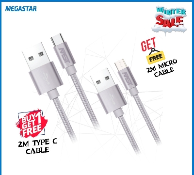 Picture of MST 2 Meter Fast Charging Data Cable Buy 1 Get 1 Offer (2M) Silver