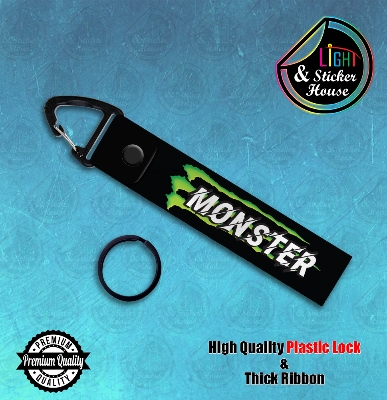 Picture of Key ring For Bike user ---- Monster with logo ---- Premium Quality & Plastic lock (Attachable to keys for bike, car, bag, home, and office keys)