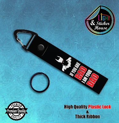 Picture of Key ring For Bike user ---- If you are bad I'm your_dad ---- Premium Quality & Plastic lock (Attachable to keys for bike, car, bag, home, and office keys)