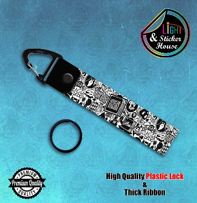 Picture of Key ring For Bike user ---- Black & White Pattern ---- Premium Quality & Plastic lock (Attachable to keys for bike, car, bag, home, and office keys)