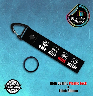 Picture of Key ring For Bike user ---- Eat Sleep Ride Repeat ---- Premium Quality & Plastic lock (Attachable to keys for bike, car, bag, home, and office keys)