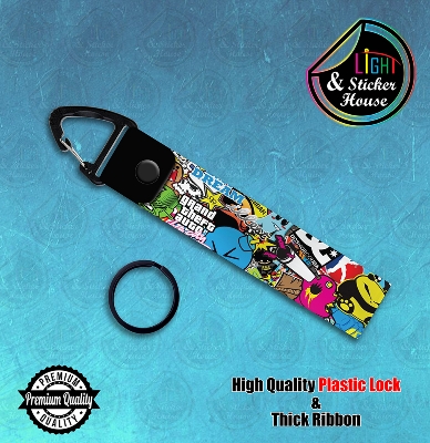 Picture of Key ring For Bike user ---- Grand_Theft Pattern ---- Premium Quality & Plastic lock (Attachable to keys for bike, car, bag, home, and office keys)