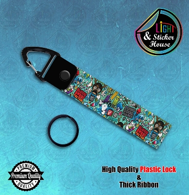 Picture of Key ring For Bike user ---- Blue Pattern ---- Premium Quality & Plastic lock (Attachable to keys for bike, car, bag, home, and office keys)