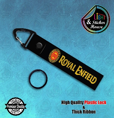 Picture of Key ring For Bike user ---- Royal Enfield - Black & Yellow---- Premium Quality & Plastic lock (Attachable to keys for bike, car, bag, home, and office keys)