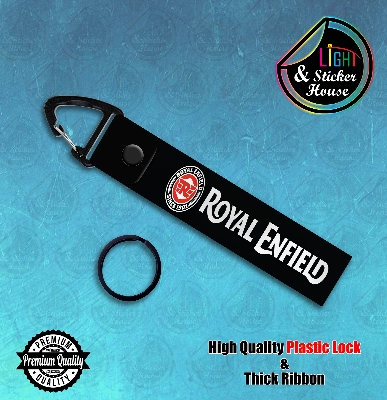 Picture of Key ring For Bike user ---- Royal Enfield - Black & White---- Premium Quality & Plastic lock (Attachable to keys for bike, car, bag, home, and office keys)