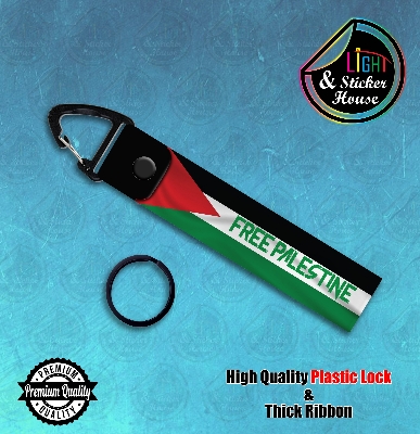 Picture of Key ring For Bike user ----Free Palestine - Flag---- Premium Quality & Plastic lock (Attachable to keys for bike, car, bag, home, and office keys)